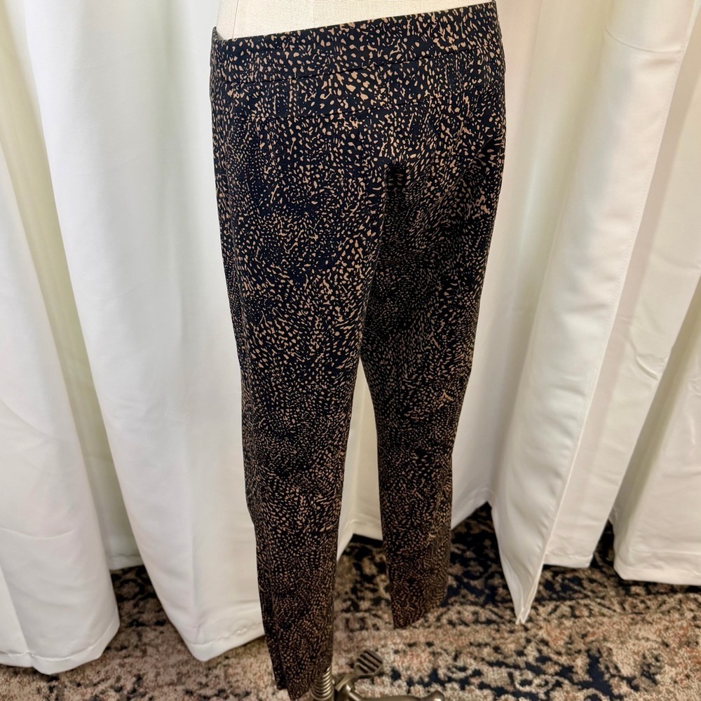 Etcetera Tan & Black Abstract Speckled Print Slim Leg Zip Hem Trousers Size 0 - Picture 8 of 14